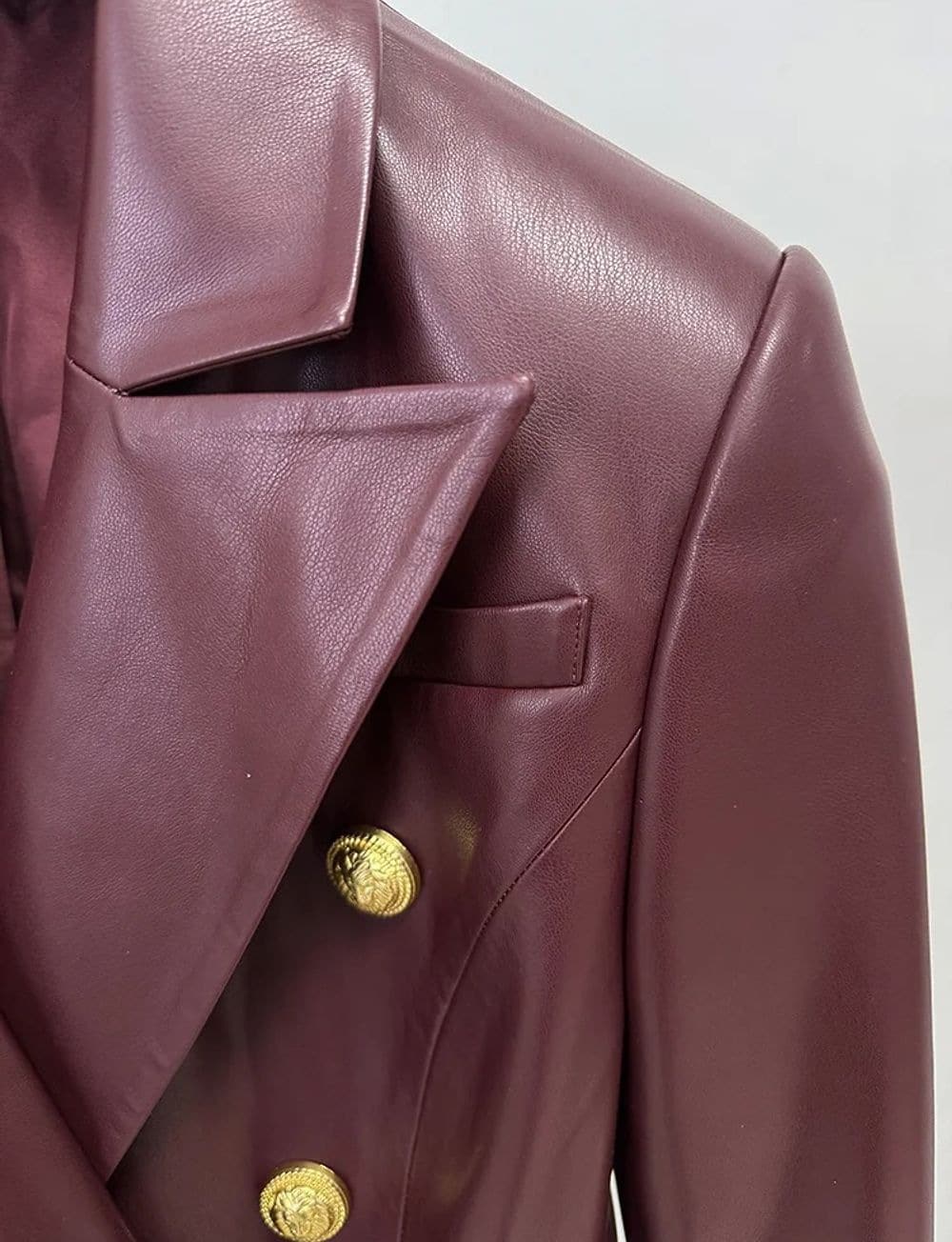 KALENE Leather Double Breasted Blazer