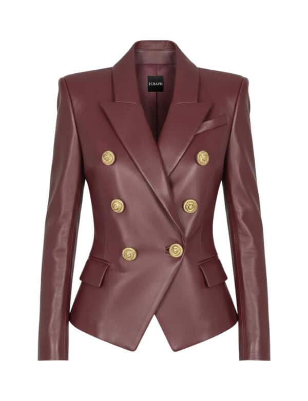 KALENE Leather Double Breasted Blazer