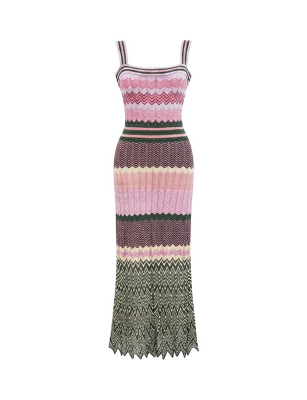 LIVANE Knit Chevron Maxi Dress