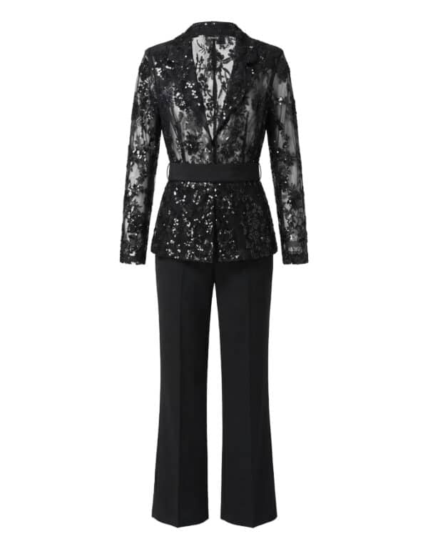 PALISSE Sequin Embroidered Lace Blazer & Trouser Set