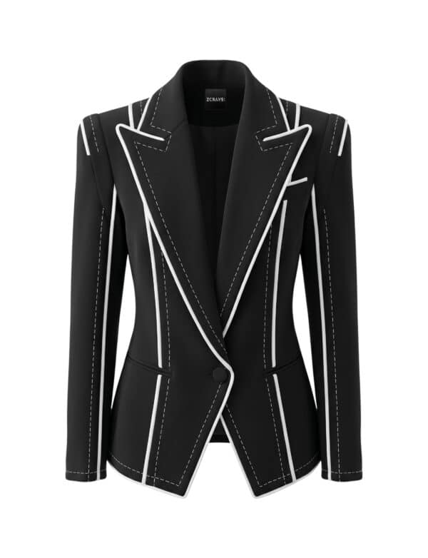 RIELLE Contrast Stitch Single Button Blazer